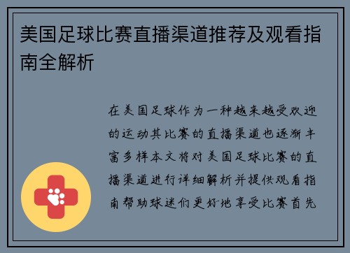 美国足球比赛直播渠道推荐及观看指南全解析